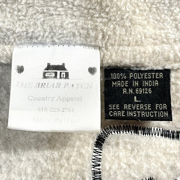 The Briar patch Country Apparel large Cream Fleece Zip Up Embroidery Moose Tree - Picture 9 of 11